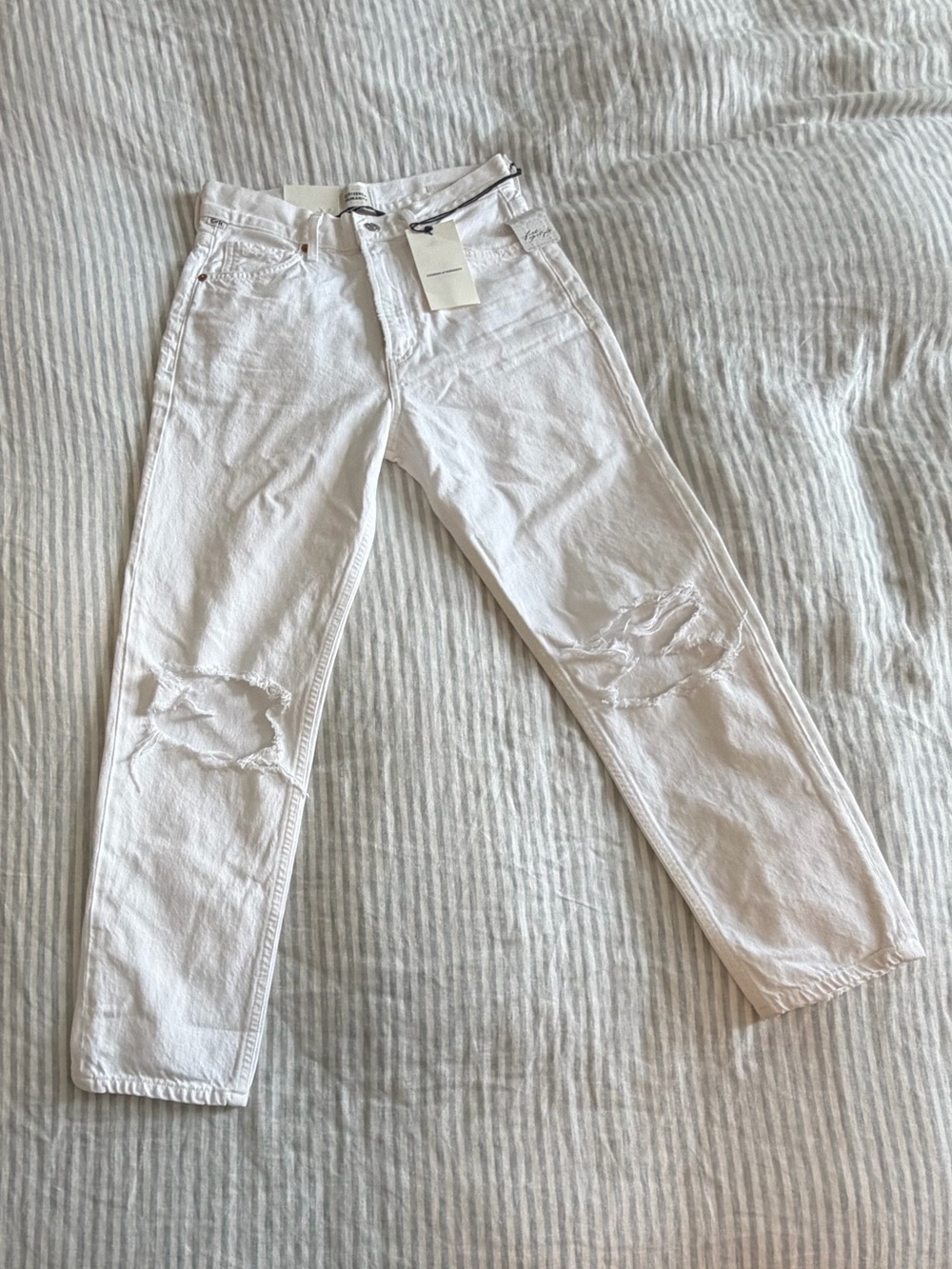 NWT Citizens of Humanity Free People White Marlee Relaxed Taper Jeans Size 24
